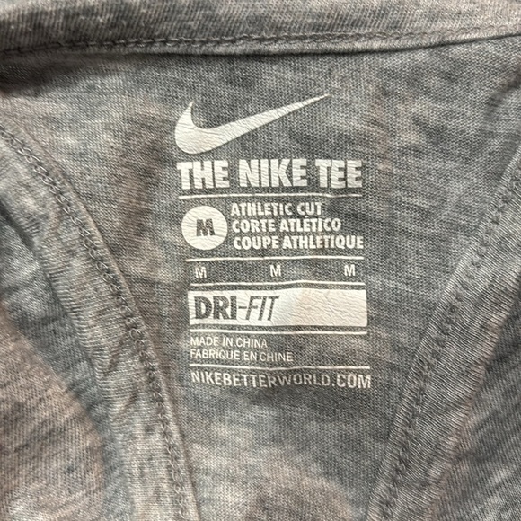 Nike Heather Gray Tank Top with Vibrant Pink Text - Picture 3 of 3